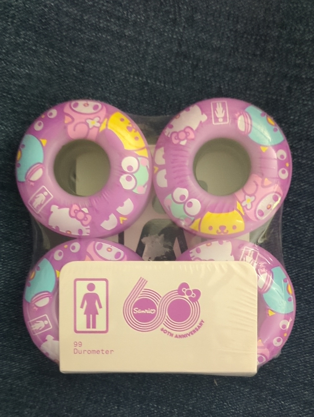 Sanrio Purple 60th Anniversary Kids Skateboard Wheels - Cute Character Print